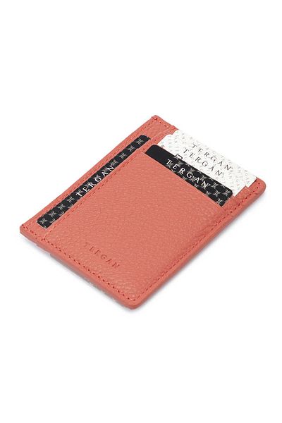 Tergan Pink Leather Unisex Credit Card Holder - S1Kk00001676-S2A