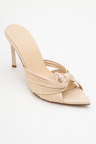 LuviShoes Audrey Beige Skin Women's High Heel Slippers