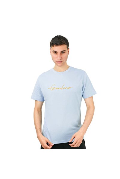 Giordano تي شيرت رجالي قطني بياقة دائرية وطبعة مميزة