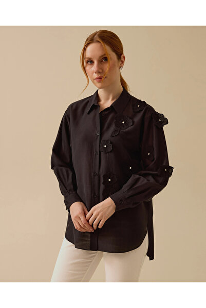 SEÇİL Çiçek Aplikeli Düğmeli Gömlek