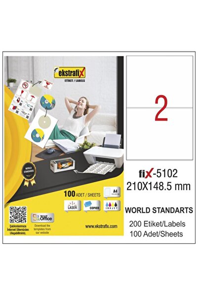 ekstrafix Fix-5102 Етикети за принтер 210 x 148,5 mm 200 броя - бели