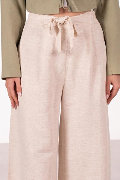 BARRELS AND OIL Tie-Up Linen Loose Trousers - Natural