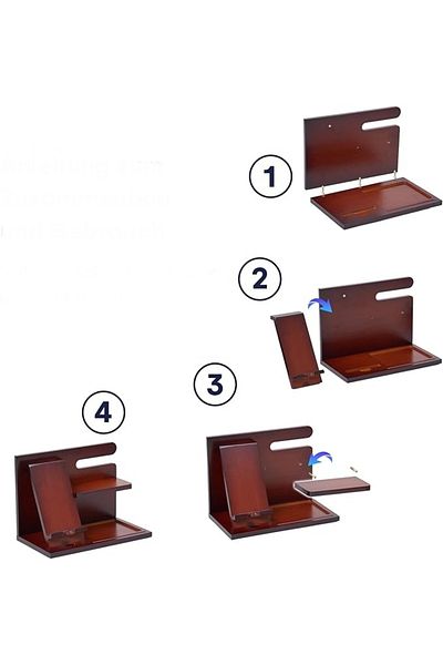 officeworld Wooden Desk Organizer, Bamboo Shelf, Pen and Phone Holder, 26 x 15 x 19 cm, Brown