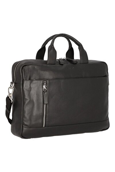 Alassio Tiber 41 cm Black Leather Business Bag with Laptop