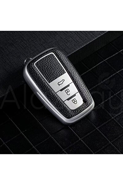 Alazpay حافظة مفاتيح من مادة TPU بمظهر جلدي لسيارة تويوتا كورولا RAV4 لاند كر...