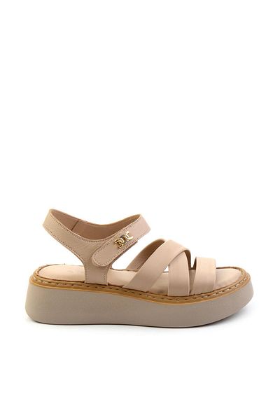 Bambi Beige Leather Women's Sandals K05299113603