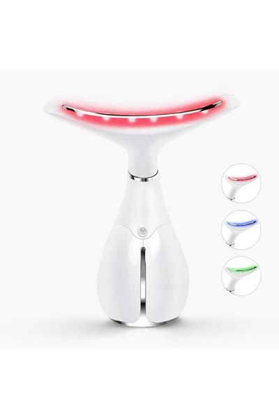 Influential Tech Dispozitiv facial multifuncțional, EMS, încălzire, foton, 650mAh, anti-îmbătrânire, alb