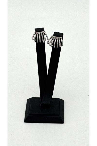 ELİOSA Silver Seven Stripe Zircon Stone Detail (Xupıng) Tarnish Free Steel Earrings