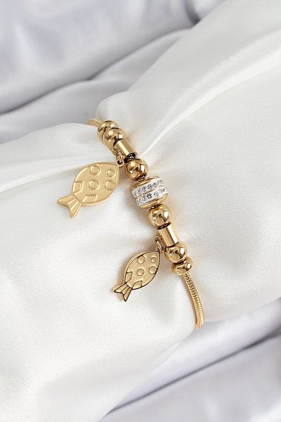 BESKAR 316L Steel Gold Color Fish Model Women's Bracelet