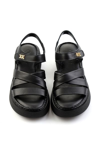 Bambi Black Leather Women's Sandals K05299113603
