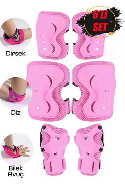 NUBLADO Set of 6 High Protection 3-12 Years Old Roller Skates Scooter Bicycle Skateboard Knee Elbow Hand Guard Protector Pink t