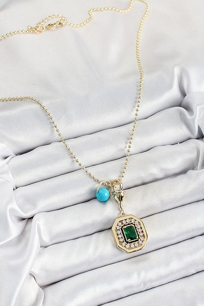 BESKAR Gold Color Brass Zircon Stone Women's Serenay Necklace