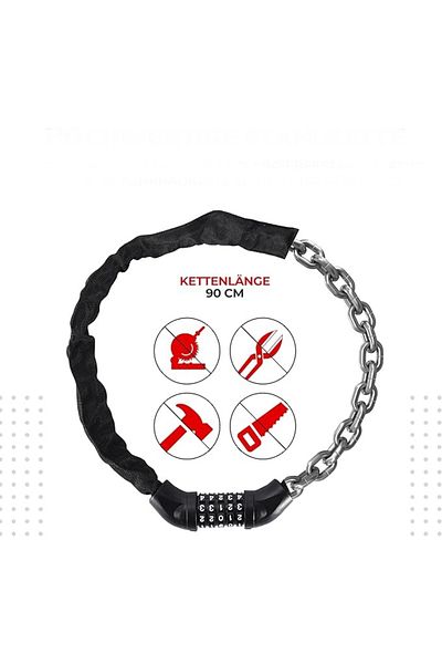 Pro Bike Tool Anti-theft lock for bicycle, scooter, stainless steel chain, rust-resistant, 90 cm