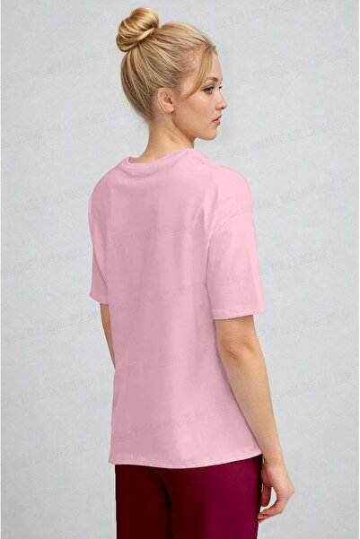 Millionaire Women's Pink Ribbon Fluffy Textured Print Regular Fit Regular Fit T-Shirt