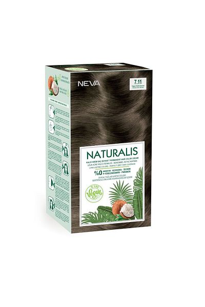 Neva Vopsea de păr vegană fără amoniac, Blond Cenușiu Intens 7.11, Naturalis, Neva, 150 ml