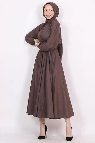 Trendy Mall Terikoton Φόρεμα Hijab με Ζώνη