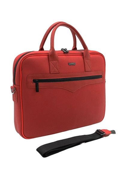 GLANCE Cambridge Polo Club Briefcase Faux Leather Red