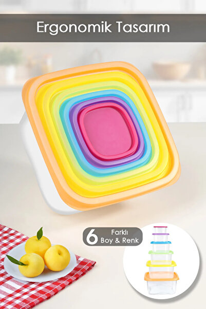 Meleni Home Set of 12 Square Food Storage Containers - Deep Freezer Microwave Compatible Storage Container Colorful