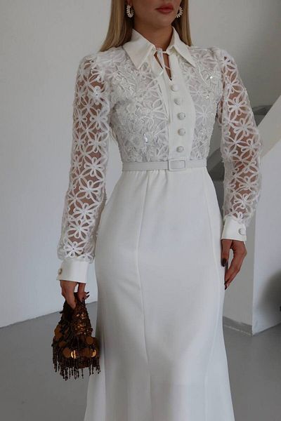 369 etnik butik Lace Blouse Maxi Dress