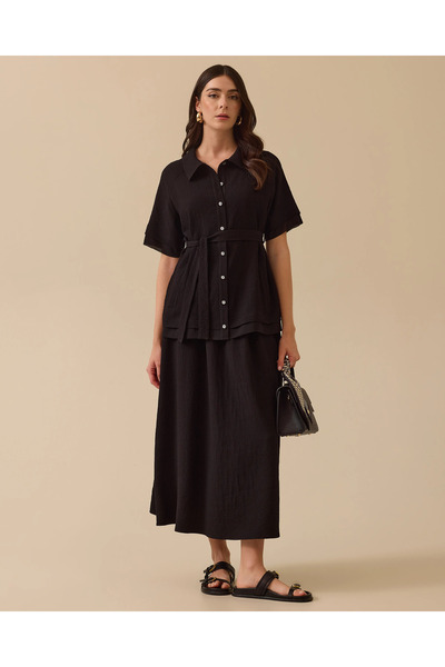 SEÇİL Elastik Bel Midi Etek