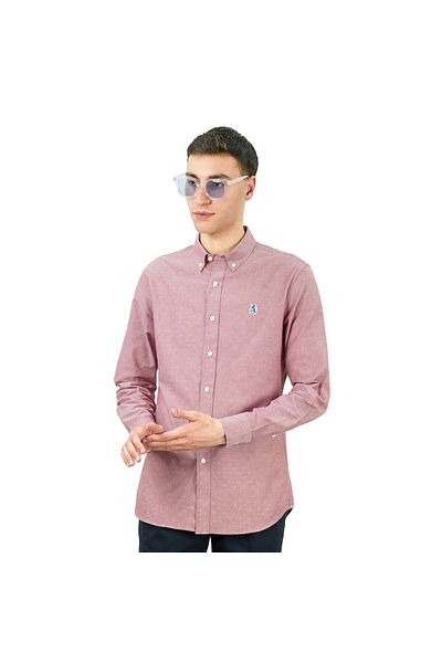 Giordano Men's Cotton Oxford Full Opening Long Sleeve Slim Fit Shirt