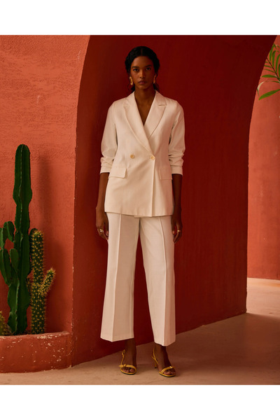 SEÇİL Keten Görünümlü Yüksek Bel Geniş Paça Pantolon