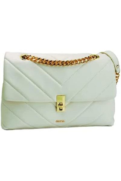 AMICA Adelina Women's Soft Quilted Leather Crossbody Shoulder Handbag with Gold Chain