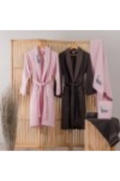 Cotton Box Bamboo and cotton matrimonial set, Cotton Box, Pink/Anthracite