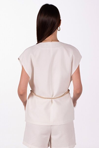 BARRELS AND OIL Tie Waist Muslin Vest - White