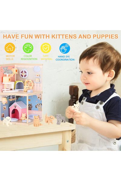 Brands For Less Pet Toys for Kids, STEM Toy 50 Pcs Cat and Dog Figures Playset, Pet Pretend Playset Toddlers Toys