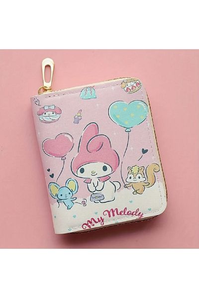 Kaptan Mavi Kuromi, Cinnamoroll, Mymelody, Pompompurin, Pochacco Character Patterned Children's Wallet