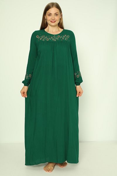 Juliet Deluxe Γυναικείο μακρυμάνικο φόρεμα από ύφασμα βισκόζης Plus Size 33424