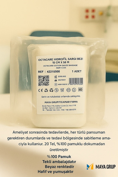Octacare Hidrofil Sargı Bezi 15 cm x 50 m 1 Rulo (Adet) Deprem/Sağlık Çantası...