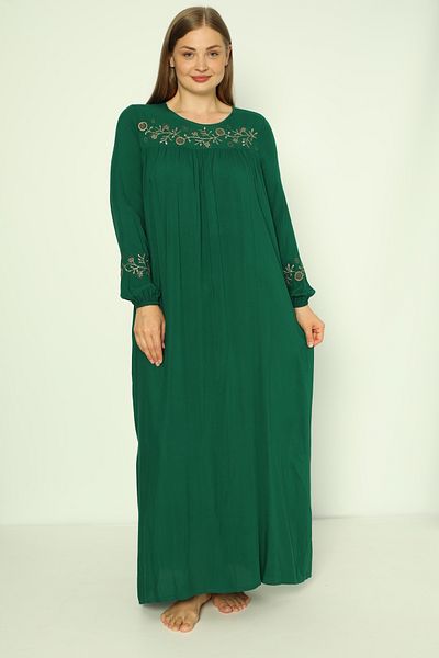 Juliet Deluxe Γυναικείο μακρυμάνικο φόρεμα από ύφασμα βισκόζης Plus Size 33424