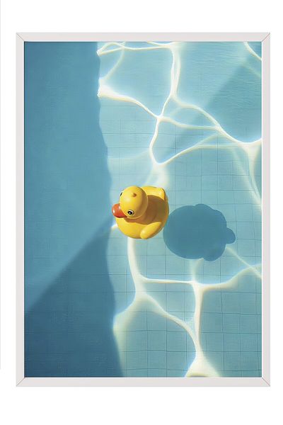 Postifull White Framed Poster, Yellow Duck, Photo, Yellow Color Poster, 2025 Summer Selection, No:109613