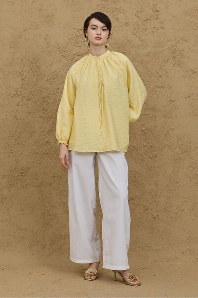 Fahhar Πουκάμισο με λεπτομέρεια με μανσέτα κίτρινο