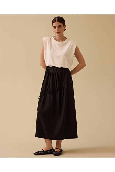 SCL Bağcık Detaylı Bel Büzgülü Etek