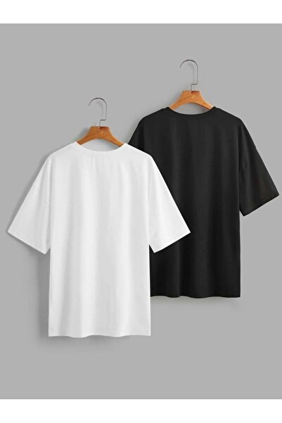 JustBS Μπλουζάκι με λαιμόκοψη ποδηλάτου, χωρίς στάμπα, σε συσκευασία 2 τεμαχίων