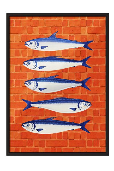 Postifull Black Framed Poster, Goby, Illustration, Red Color Poster, 2025 Summer Selection, No:109