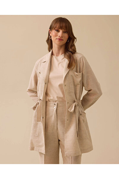 SCL Bağcıklı Çizgili Pul Detaylı Ceket