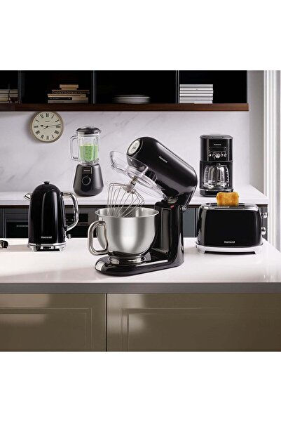 HOMEND 5'li Vintage Set Siyah (Kahve Makinesi+Stand Mikser+ Blender+Ekmek Kız...