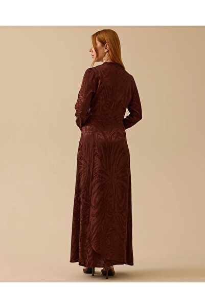 SCL Parlak Dokulu Desenli Maksi Elbise