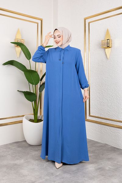 Nevayla Moda Χαλαρή Κοπής Αερόμπιν Ύφασμα Φεράτσε / Μπλε - F137