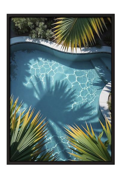 Postifull Black Framed Poster, Peaceful Pool, Photo, Blue Color Poster, 2025 Summer Selection, No:109648