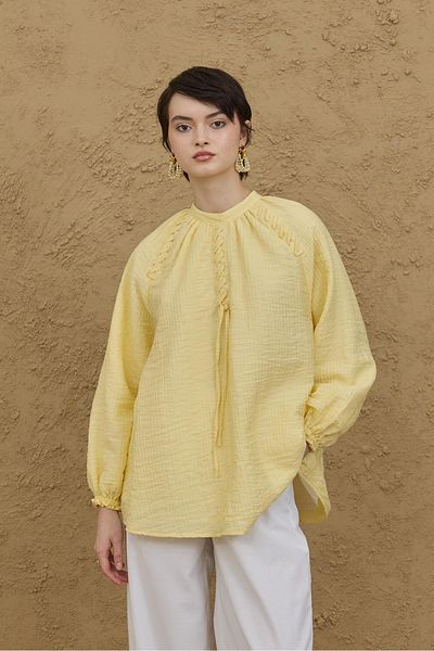 Fahhar Buttonhole Detailed Shirt Yellow