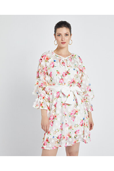 SERPİL Kadın Çiçek Desenli Tunik - Kemer Detaylı - Modern ve Şık Tasarım - Gü...