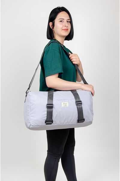 KAFF Gray Shoulder Strap Waterproof Fabric Unisex Travel Gym Fitness Sports Bag -1010