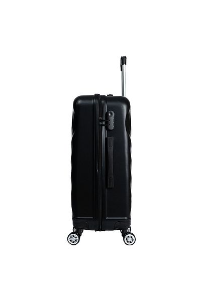 aventor Troler mediu Av104, 67x43x25 cm, bagaj de cală, 100% ABS, 4 roți duble pivotante la 360°, negru