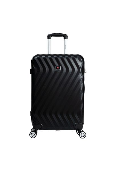 aventor Troler mediu Av104, 67x43x25 cm, bagaj de cală, 100% ABS, 4 roți duble pivotante la 360°, negru