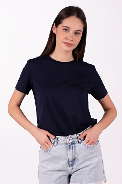 BARRELS AND OIL Women's crew neck basic t-shirt - navy blue